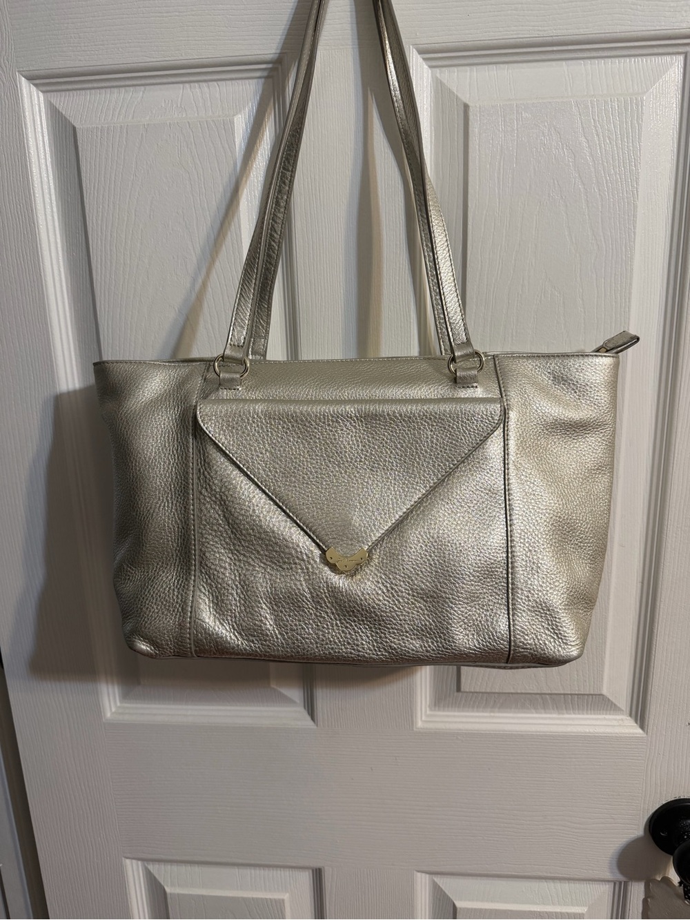 Jack Rogers Metallic Champagne Shoulder Tote Bag